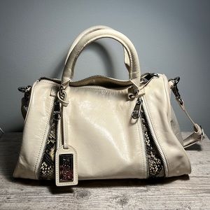 Badgley Mischka Cream Leather Bag